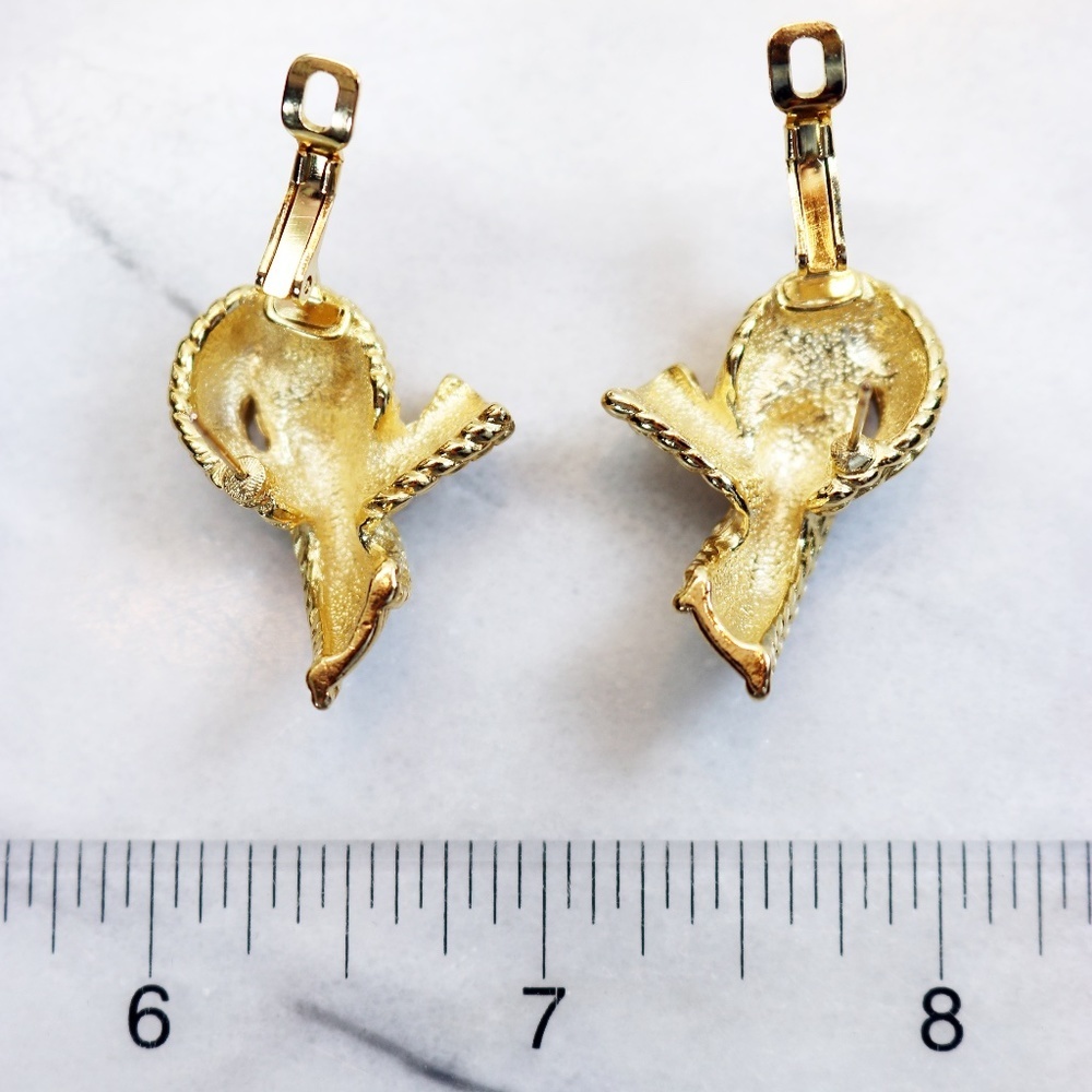 ⚜️ GIVENCHY PARIS NEW YORK "LOVE KNOT" GOLD PLATED BIJOUX PIERCED EARRINGS - Picture 13 of 16